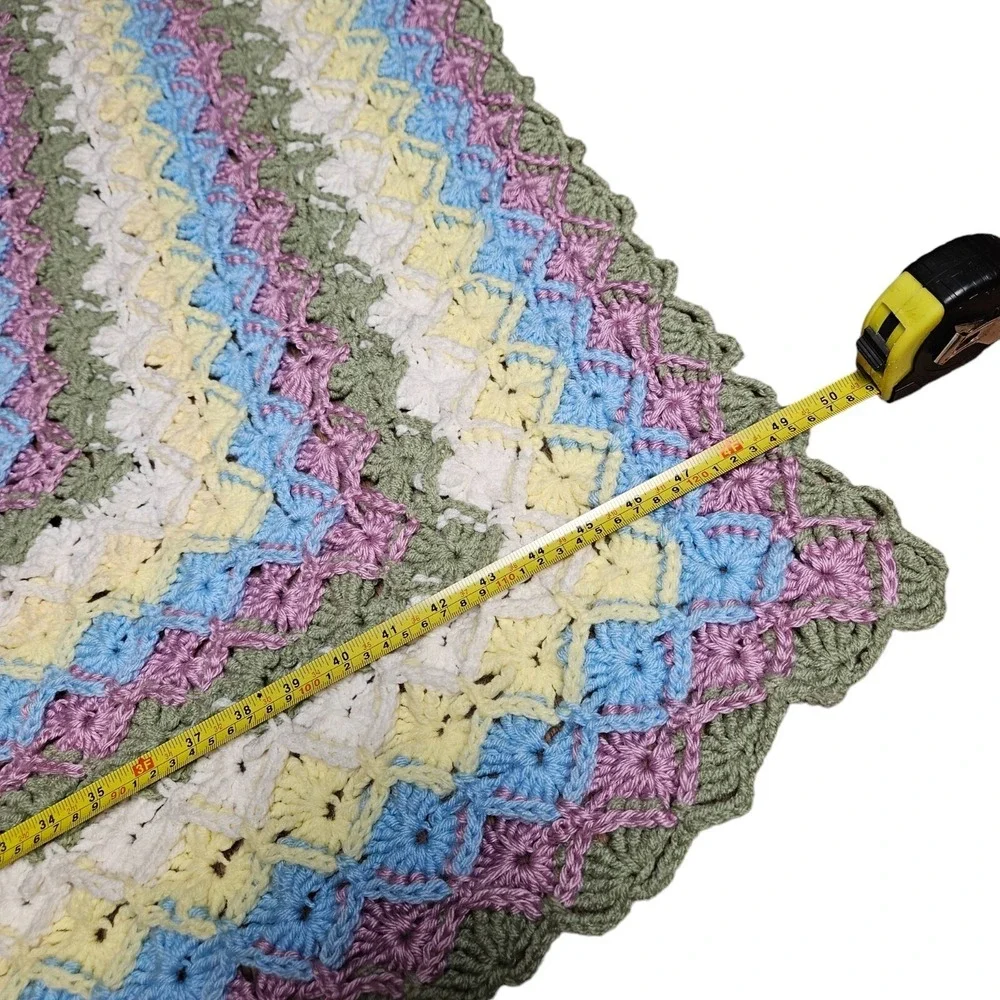 Afghan Handmade Crochet‎ Square Pattern Multicolor Throw Blanket 47